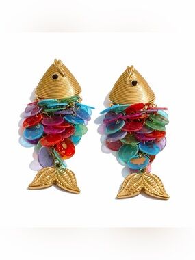 Colorful Fish Statement Earrings | 18K PVD Gold Plated Stainless Still